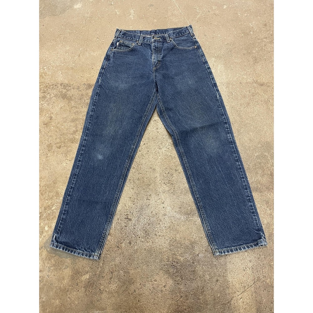 Carhartt Jeans Mens 31x28 Blue Denim Straight Leg Classic Workwear B113HDK